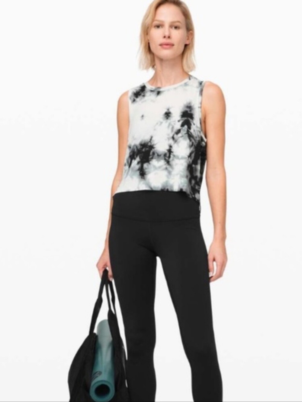Shobori Lululemon Athletica Black & White Tie-Dye Train To Be Tank Top.